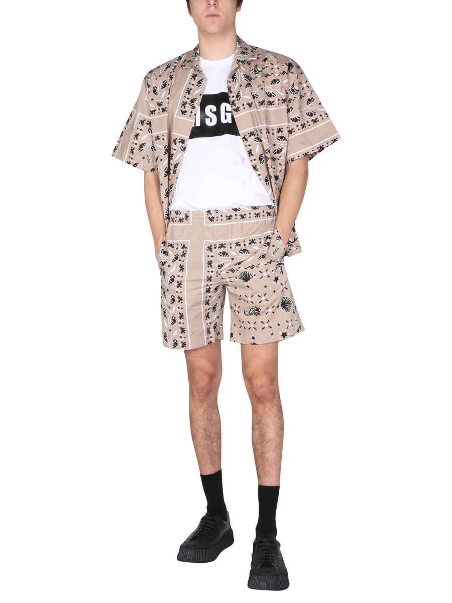MSGM PAISLEY PATTERN BERMUDA Beige