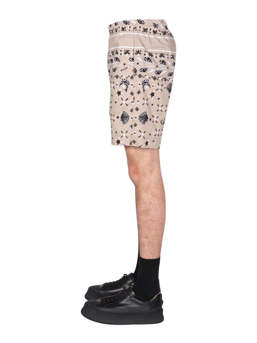 MSGM PAISLEY PATTERN BERMUDA Beige