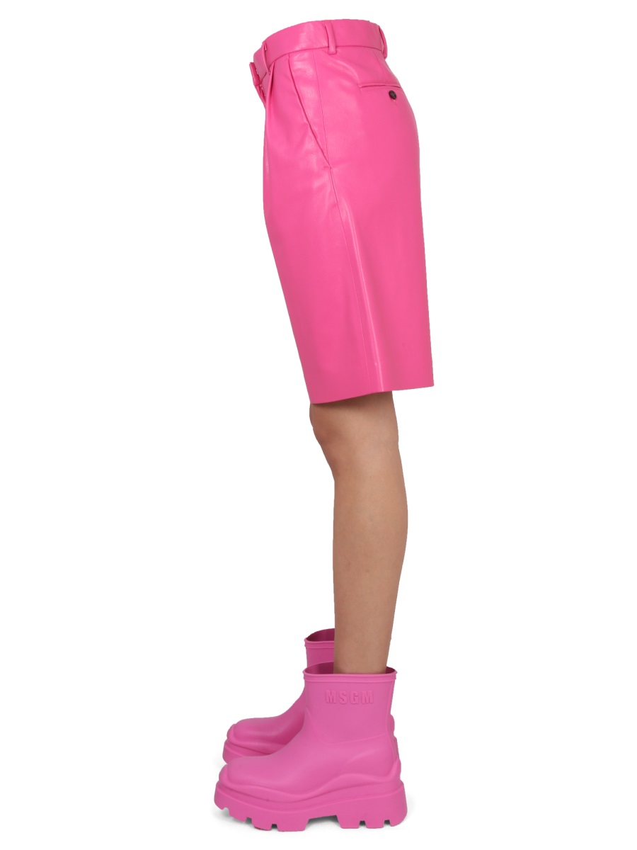 MSGM FAUX LEATHER BERMUDA SHORTS Roze