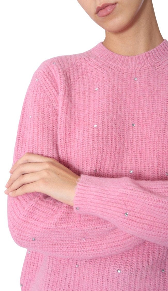 MSGM Soft Pink Oversized Crew Neck Sweater Roze