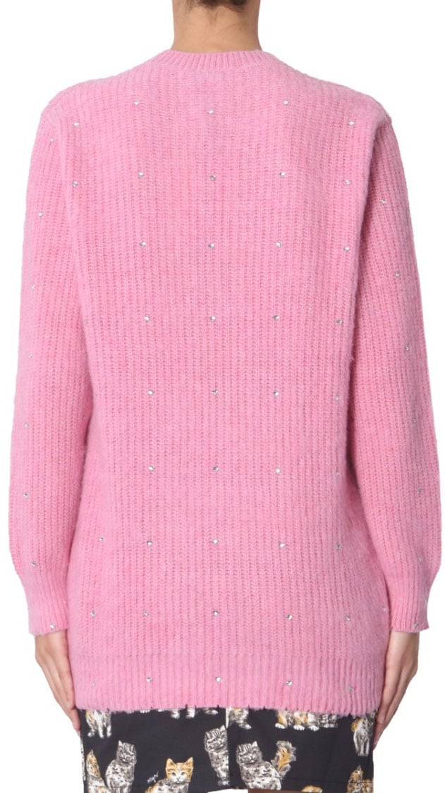 MSGM Soft Pink Oversized Crew Neck Sweater Roze