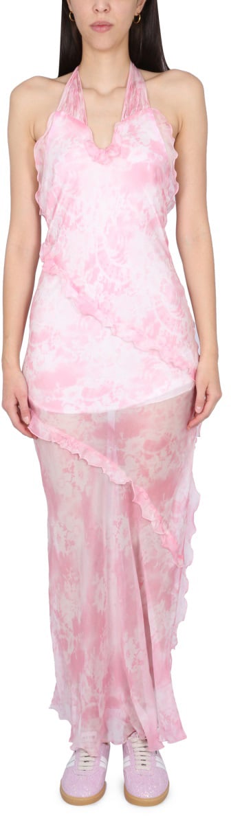 MSGM SILK CHIFFON DRESS Roze