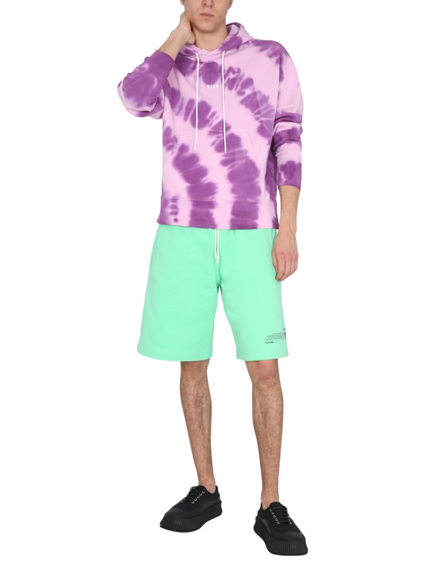 MSGM Printed Sweatshirt With Micro Logo Paars