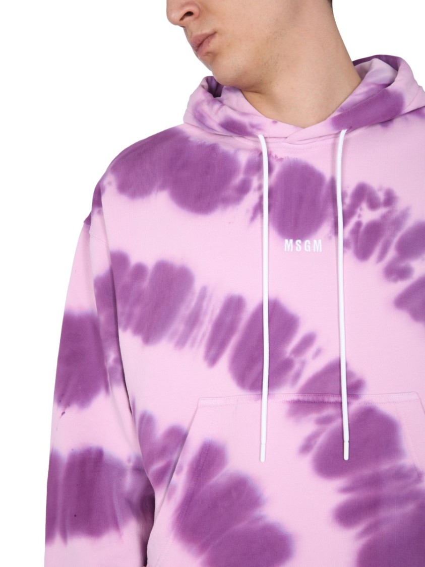 MSGM Printed Sweatshirt With Micro Logo Paars
