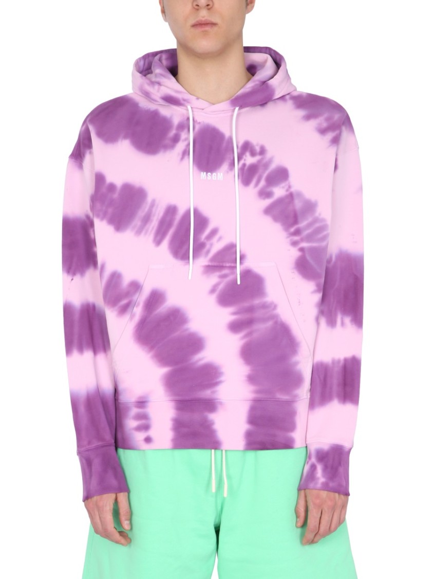 MSGM Printed Sweatshirt With Micro Logo Paars