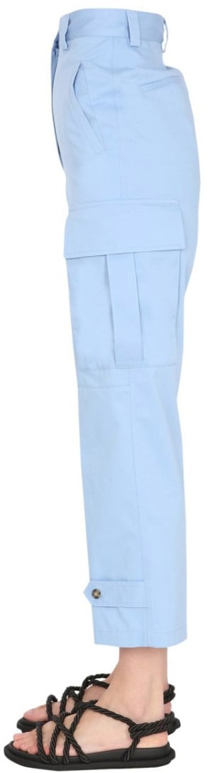 MSGM Cropped Cargo Pants With Buttoned Hem Blauw