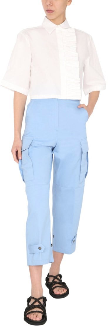 MSGM Cropped Cargo Pants With Buttoned Hem Blauw