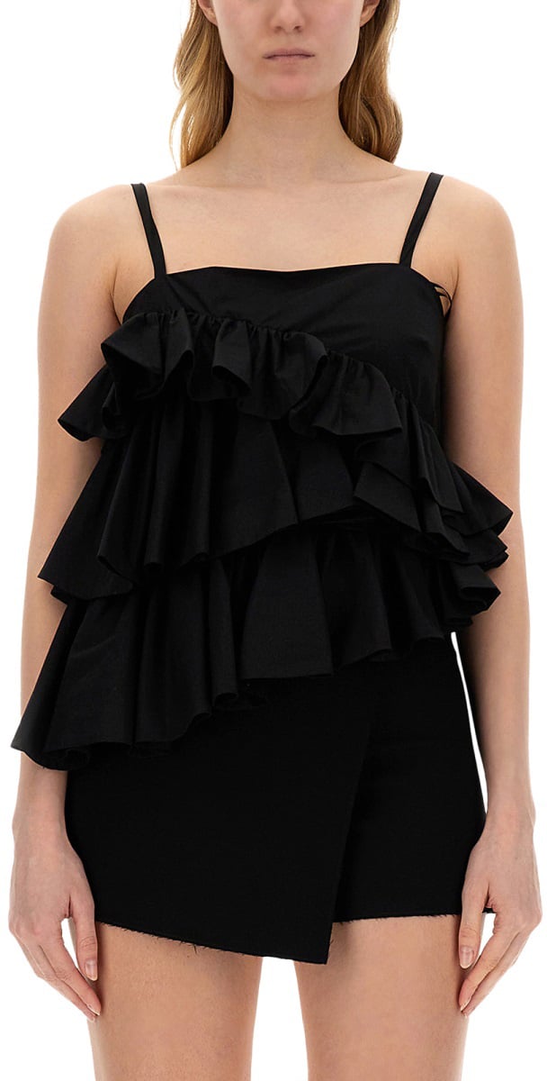 MSGM TOPS WITH RUCHES Zwart