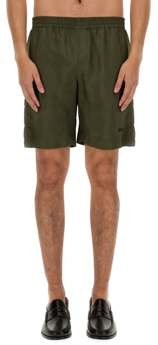 MSGM CUPRO BERMUDA SHORTS Groen