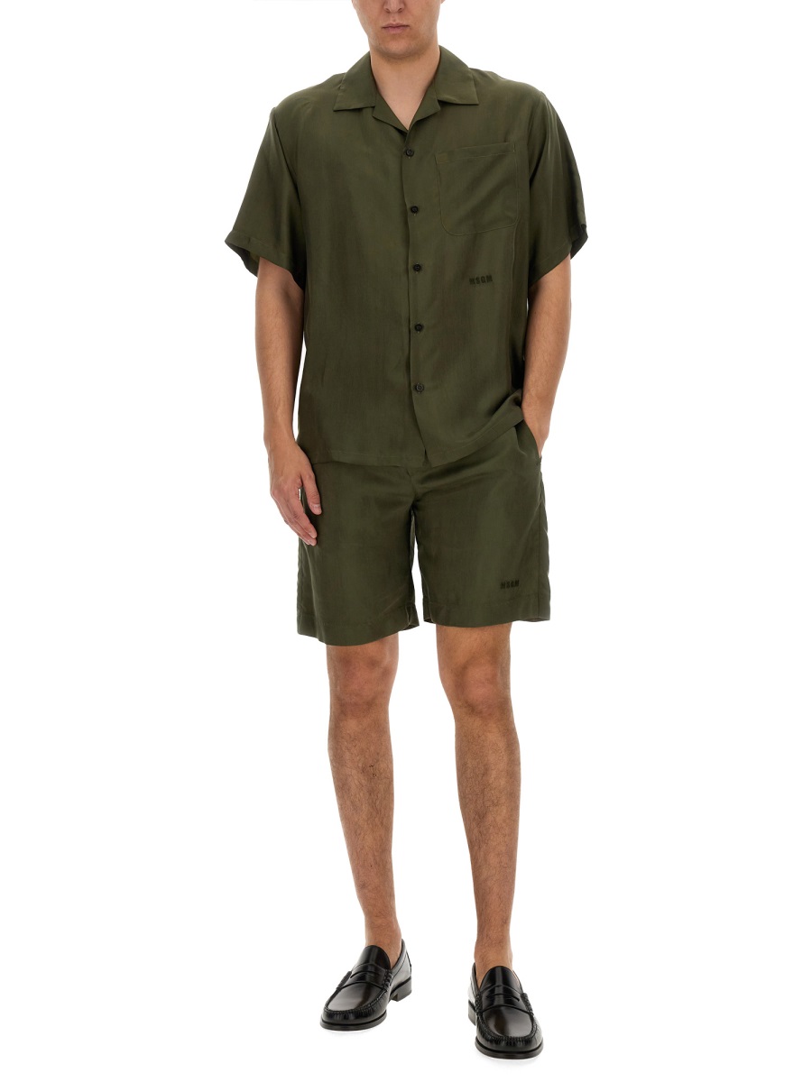 MSGM CUPRO BERMUDA SHORTS Groen