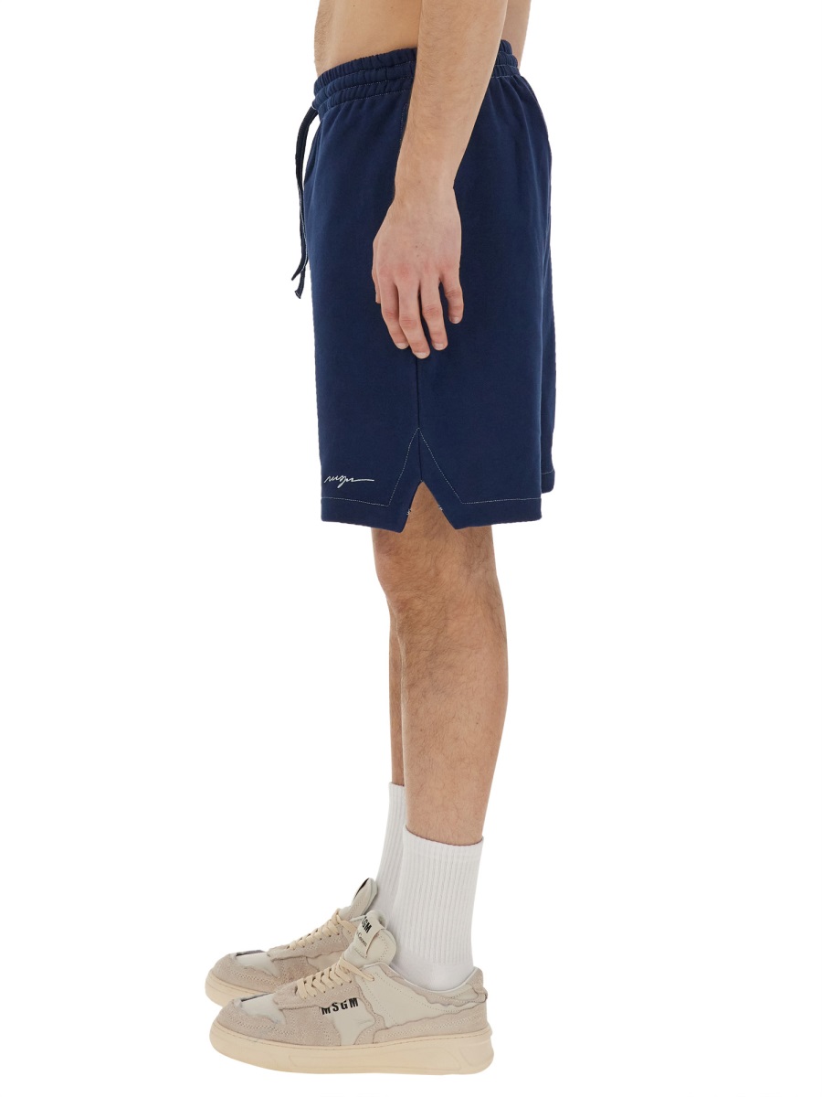 MSGM BERMUDA SHORTS WITH EMBROIDERED LOGO Blauw