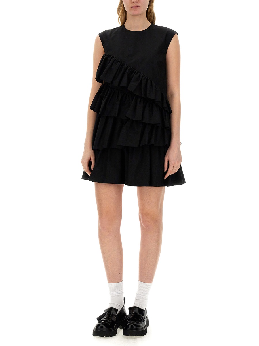 MSGM DRESS WITH RUFFLES Zwart