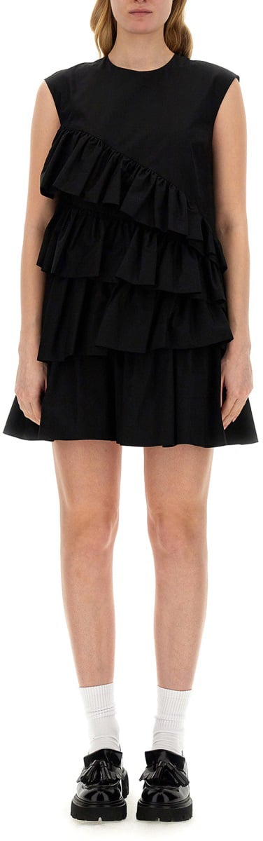 MSGM DRESS WITH RUFFLES Zwart