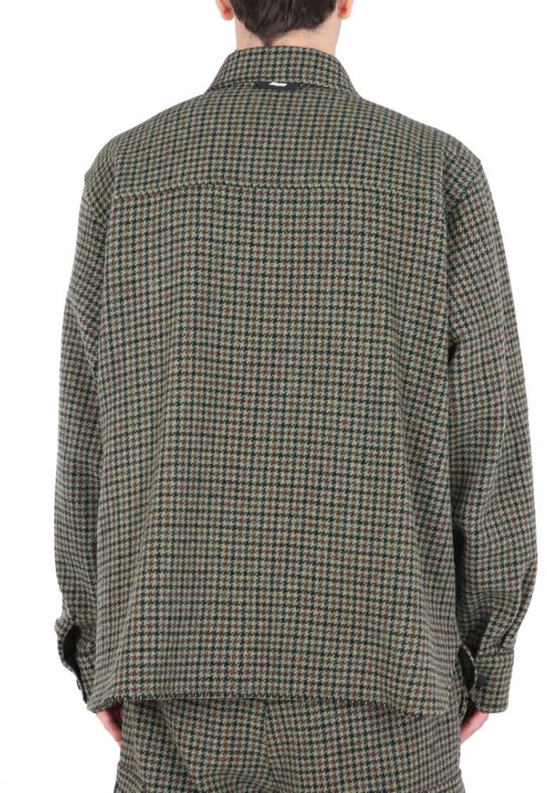 MSGM Checkered Wool Shirt With Classic Collar Grijs