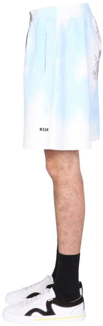 MSGM Tie Dye Pattern Bermuda Wit