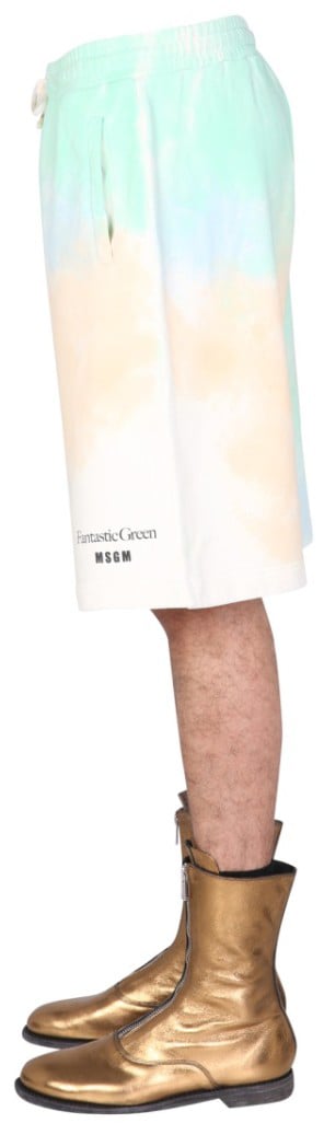 MSGM Tie Dye Pattern Bermuda Neutraal