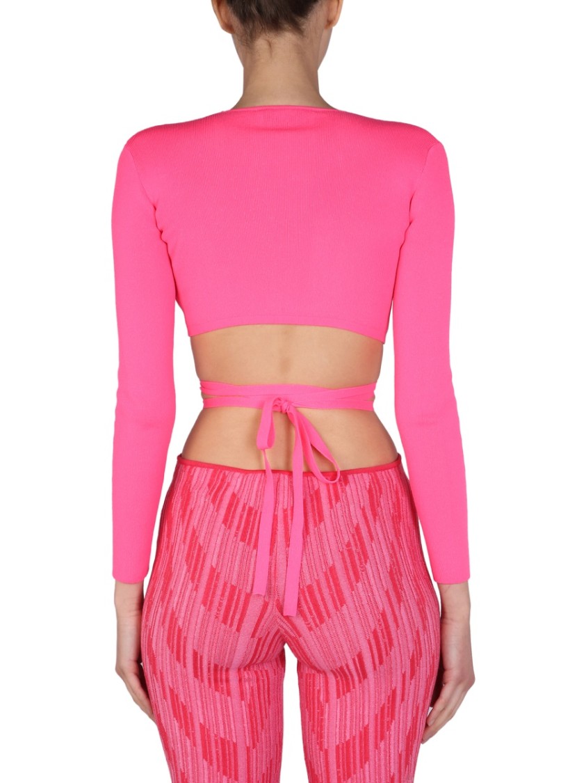 MSGM Cropped Top With Wide V-Neck Roze