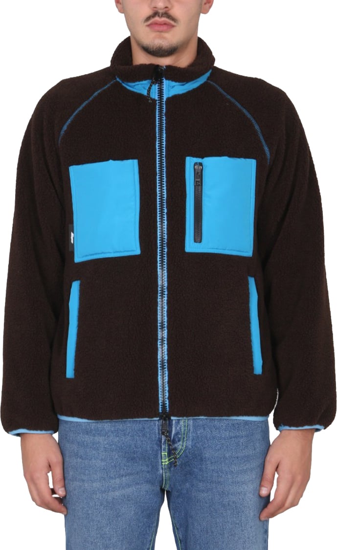 MSGM Textured High Neck Jacket Zwart