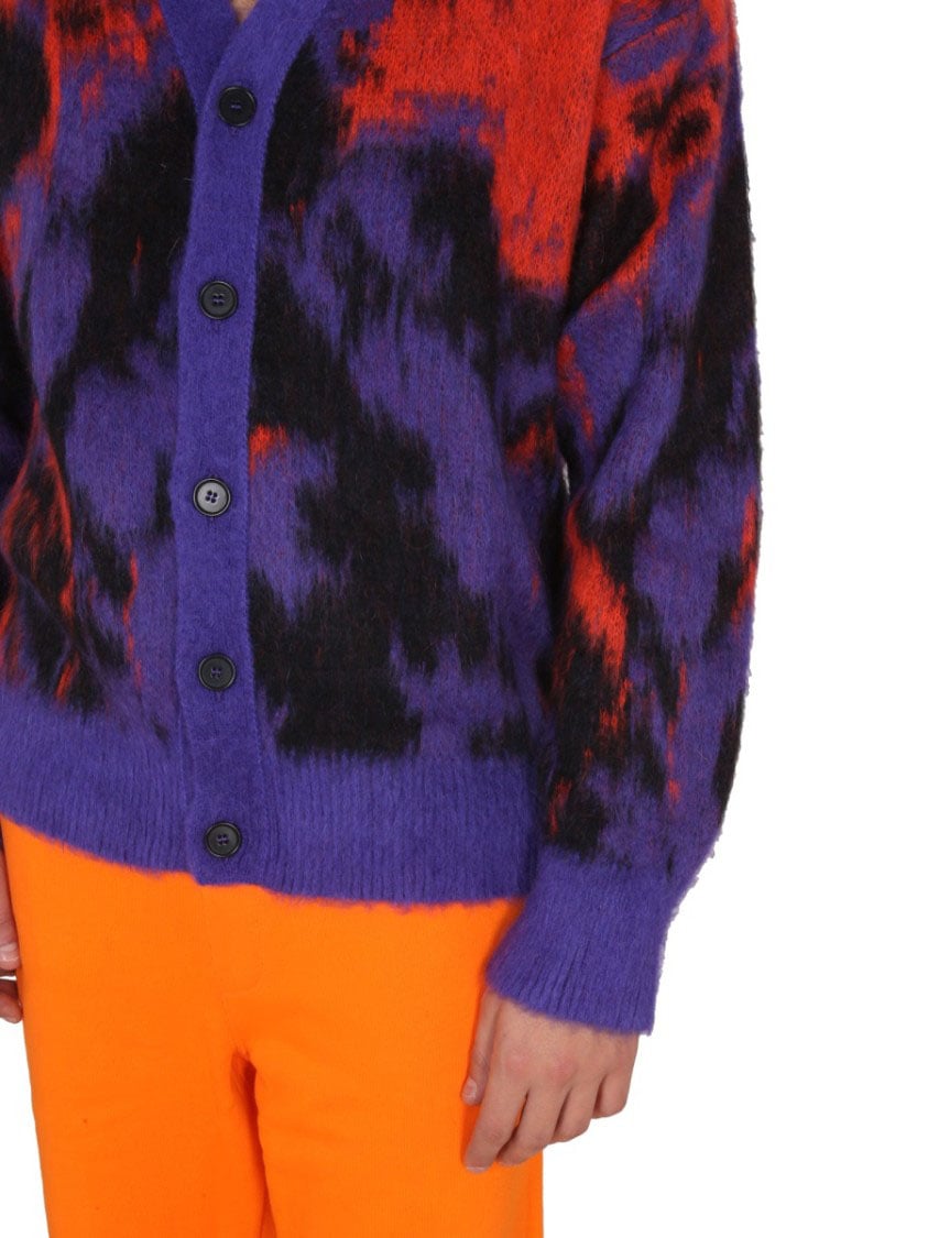 MSGM V-Neck Cardigan With Ribbed Detailing Zwart