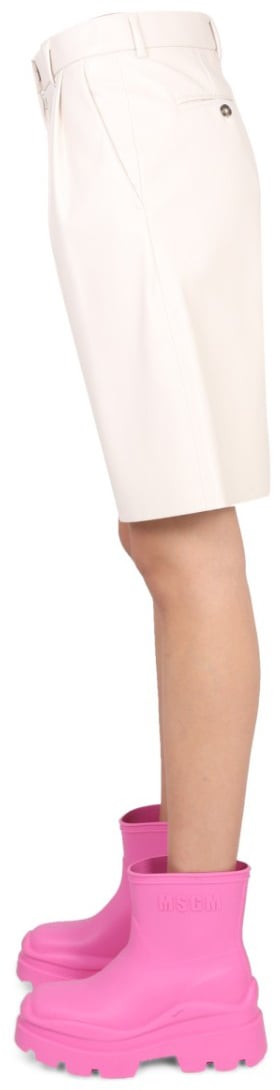 MSGM Faux Leather Bermuda Shorts Neutraal