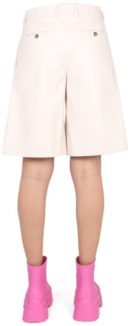 MSGM Faux Leather Bermuda Shorts Neutraal