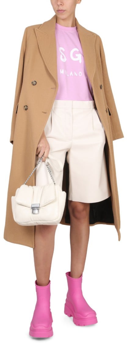 MSGM Faux Leather Bermuda Shorts Neutraal
