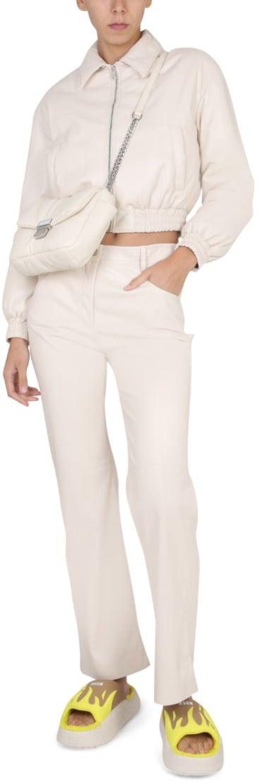 MSGM Straight-Leg High Waist Pants Neutraal