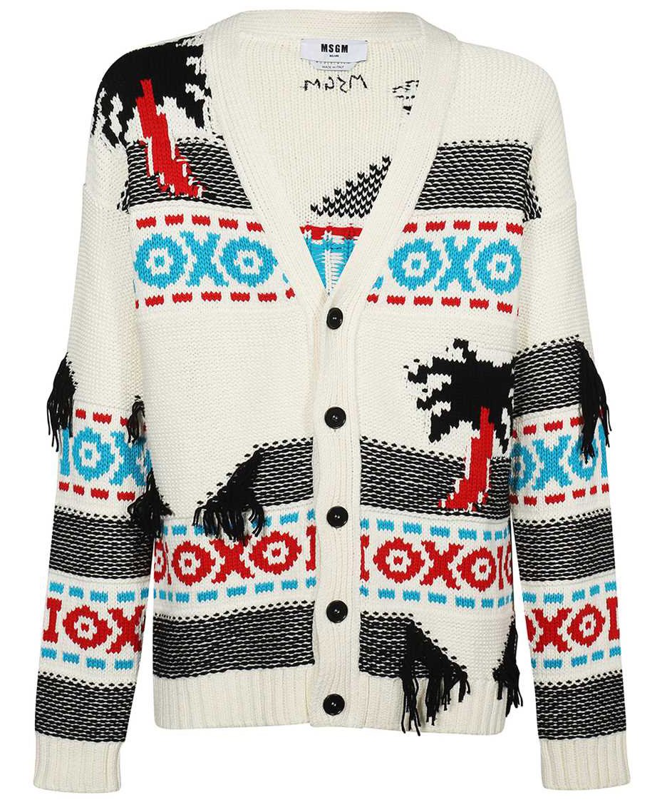 MSGM Cotton fringed cardigan Neutraal