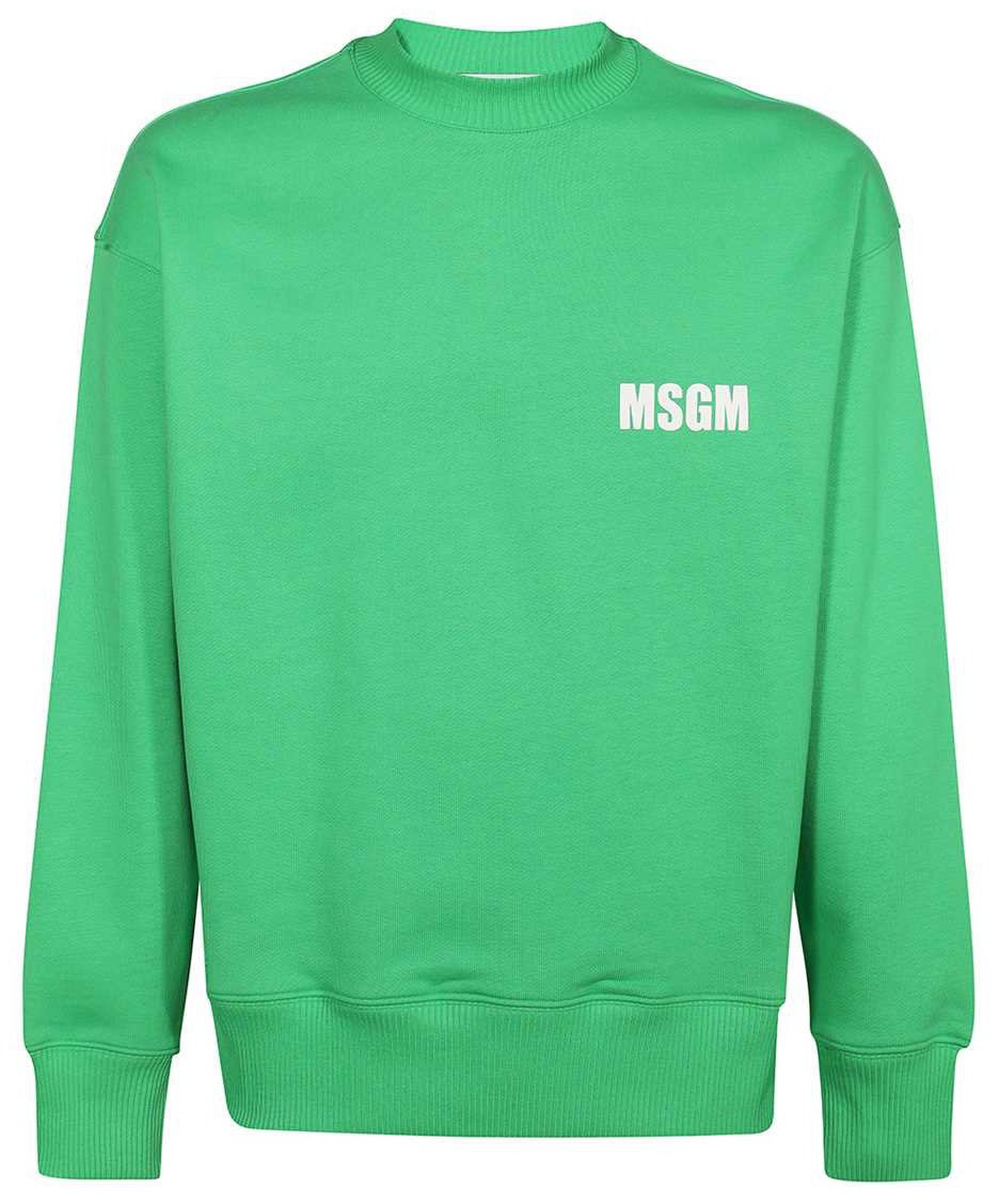 MSGM Logo detail cotton sweatshirt Groen