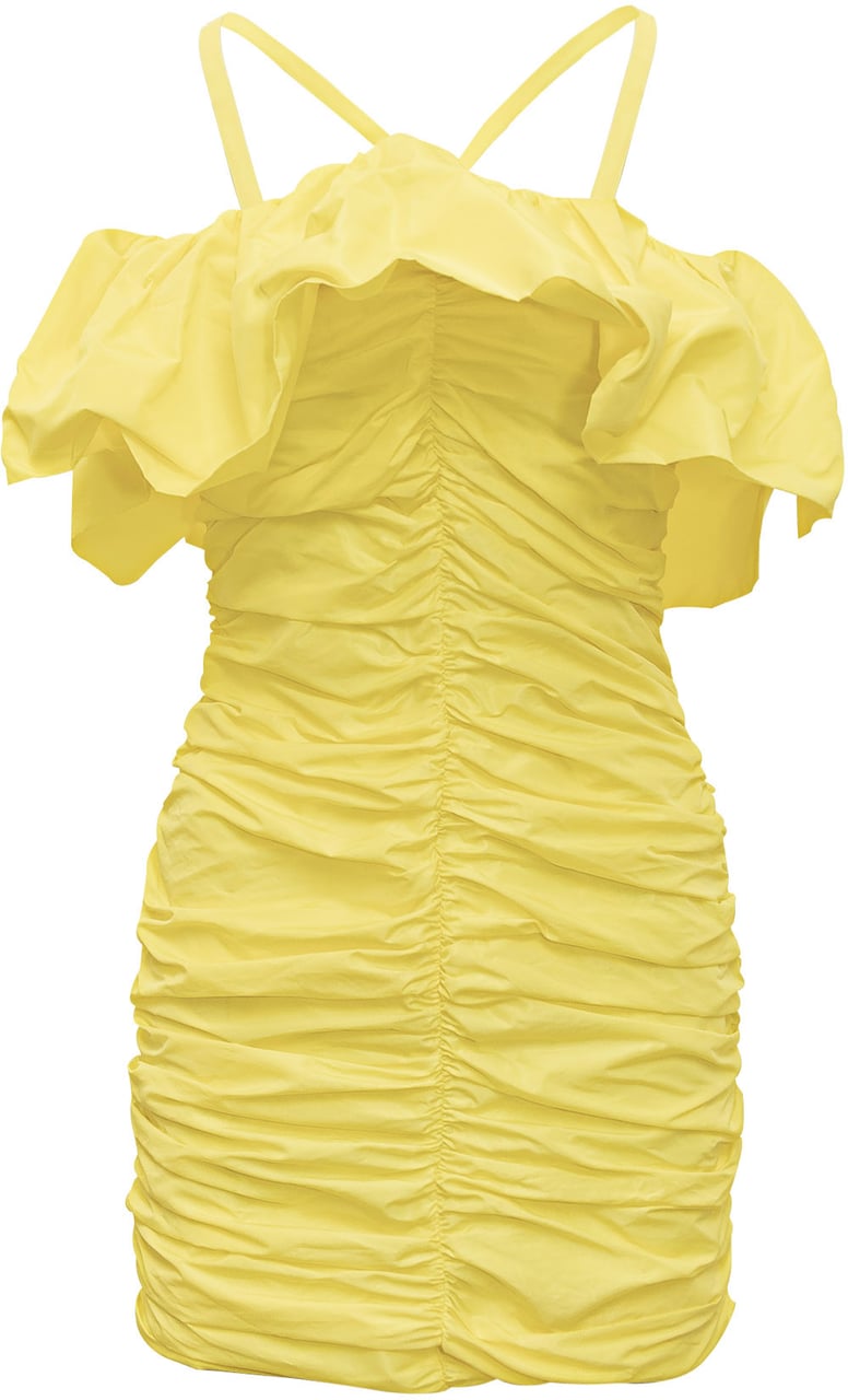 MSGM Abito Tubino Mini in Taffetà Geel