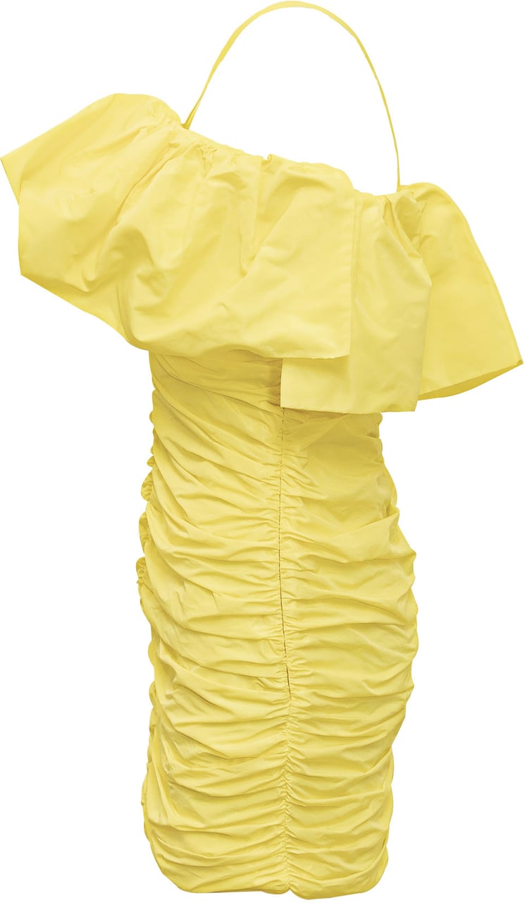 MSGM Abito Tubino Mini in Taffetà Geel