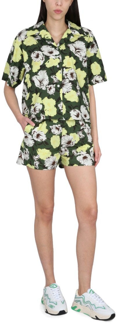MSGM Floral Print Shorts With Elastic Waistband Divers