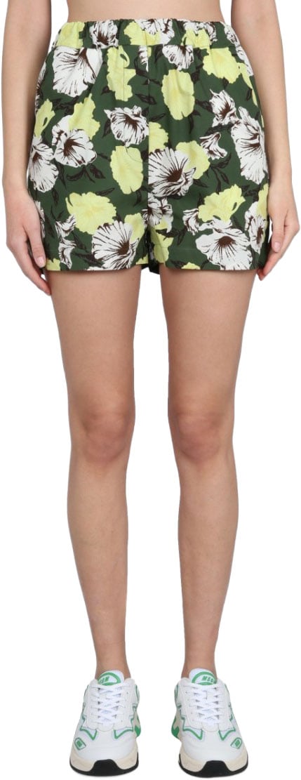 MSGM Floral Print Shorts With Elastic Waistband Divers