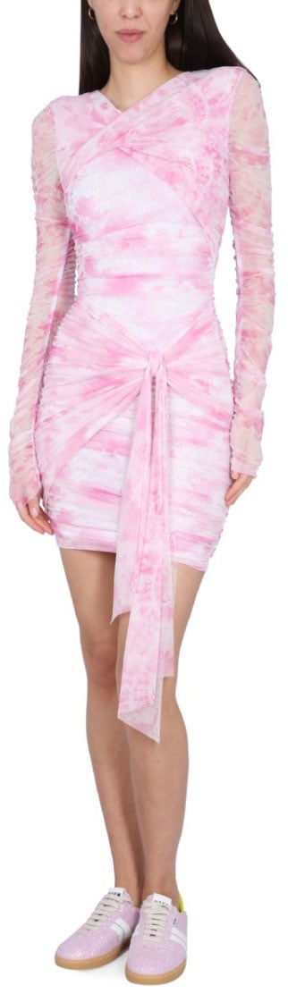 MSGM Fitted Mini Dress With Sheer Sleeves Roze