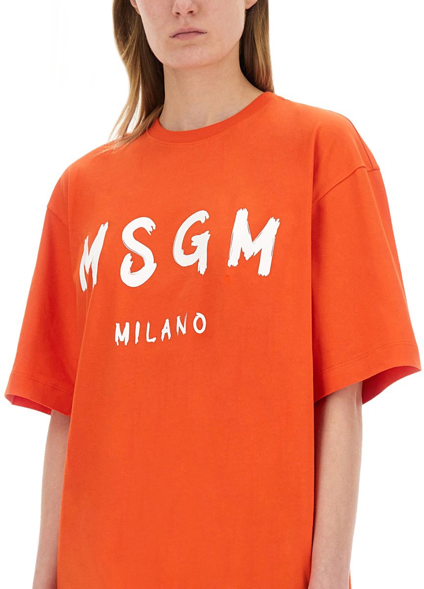 MSGM SHORT DRESS WITH LOGO Rood
