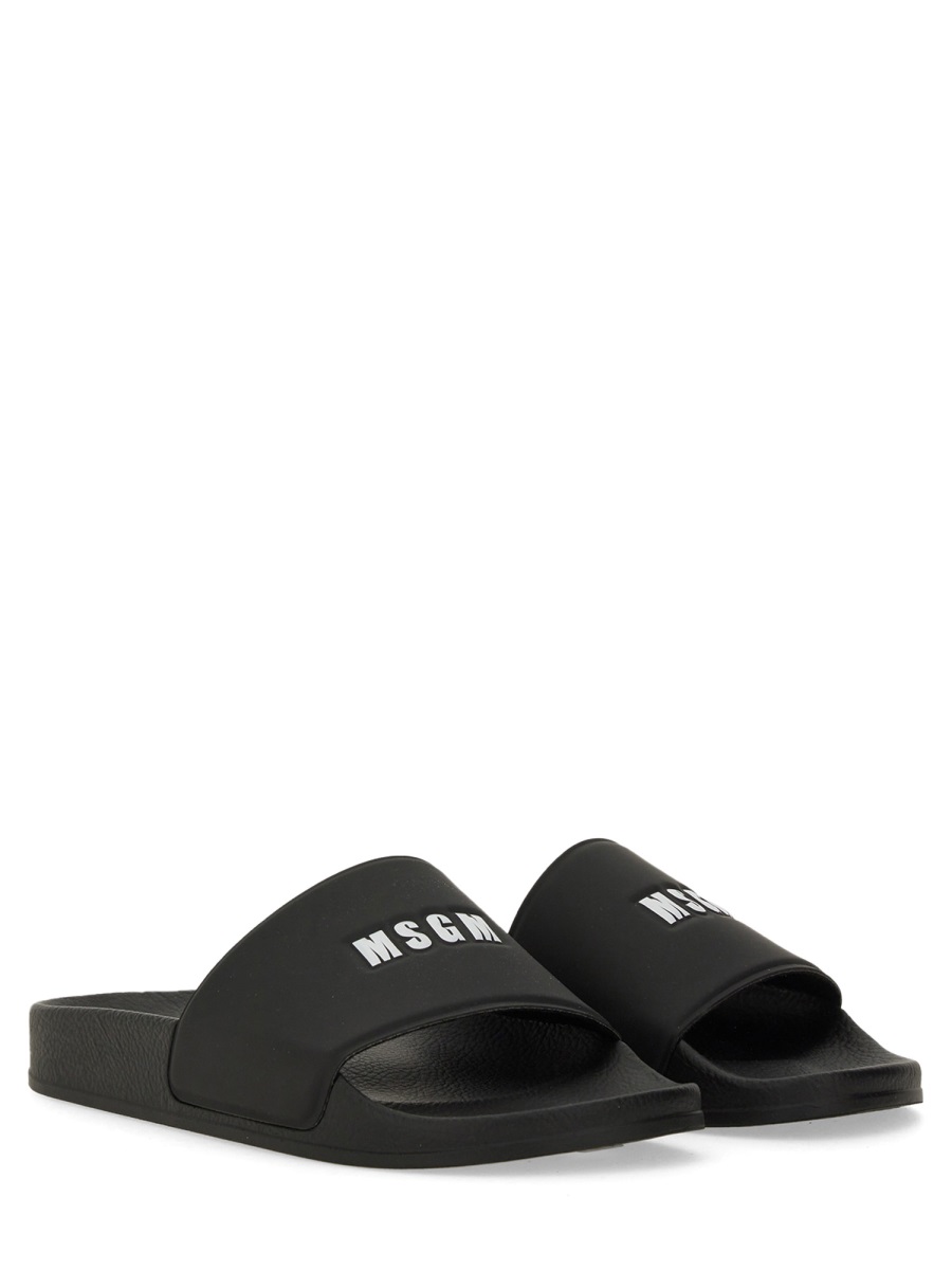 MSGM SLIDE SANDAL WITH LOGO Zwart
