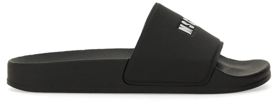 MSGM SLIDE SANDAL WITH LOGO Zwart