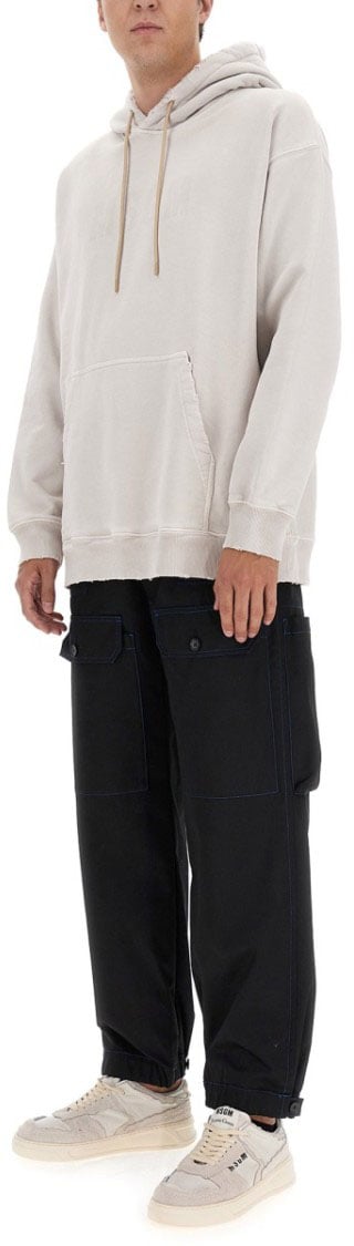 MSGM Cotton Hoodie With Subtle Logo Detail Wit