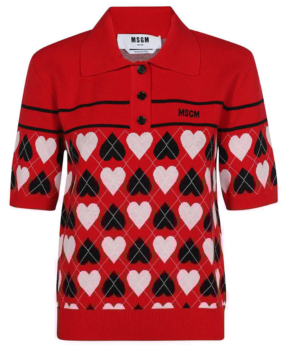 MSGM Jacquard knit polo shirt Rood
