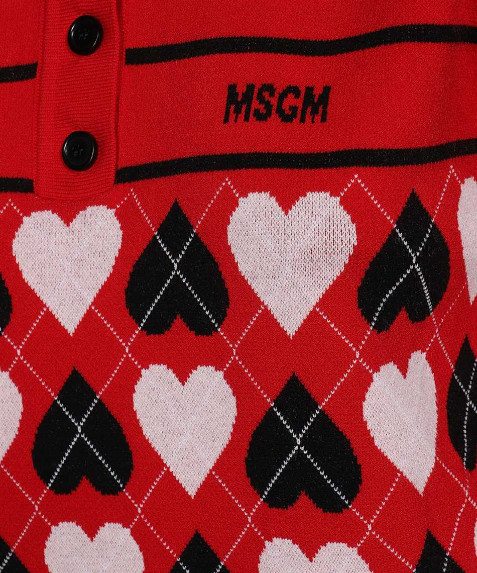 MSGM Jacquard knit polo shirt Rood