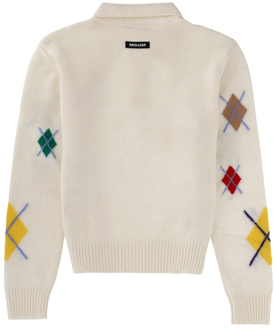 MSGM POLO SHIRT WITH "ARGYLE MULTICOLOR" PATTERN Wit