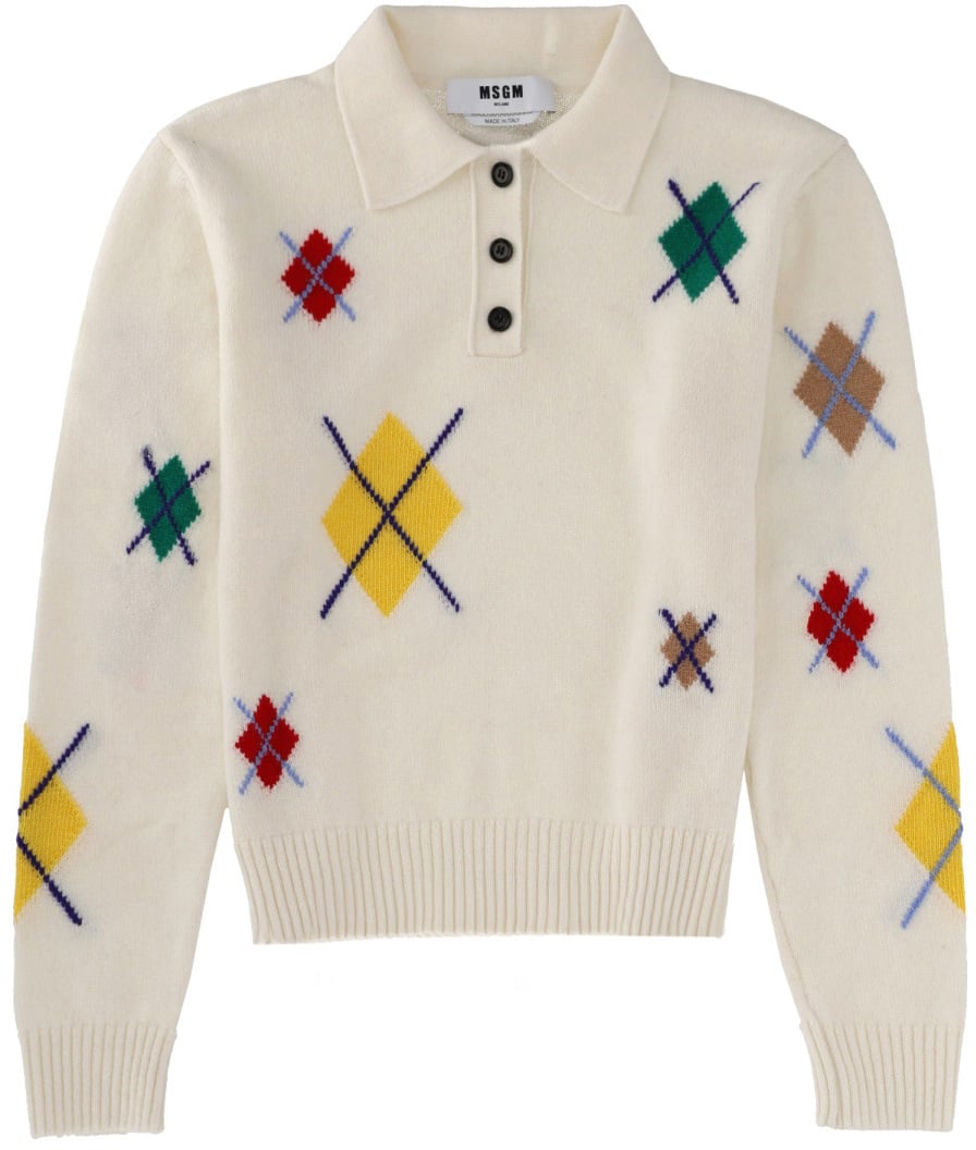 MSGM POLO SHIRT WITH "ARGYLE MULTICOLOR" PATTERN Wit