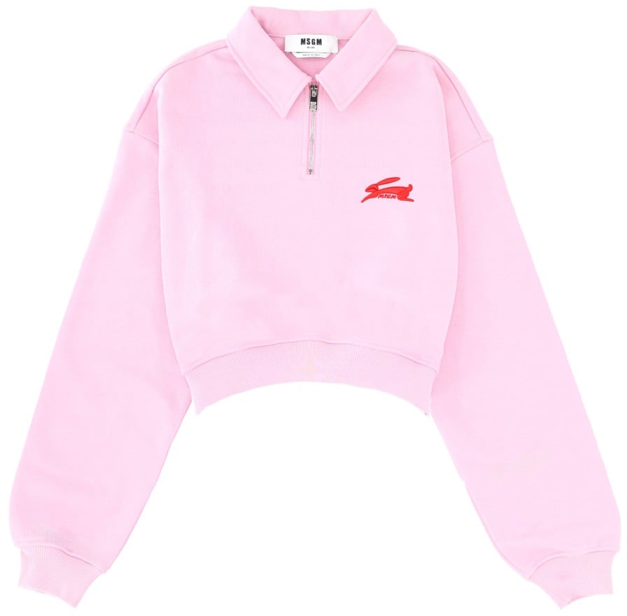 MSGM "FOLLOW THE RABBIT" COLLARED SWEATSHIRT Roze