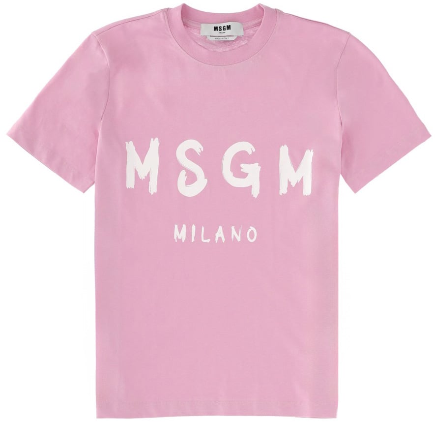 MSGM T-SHIRT WITH LOGO Roze