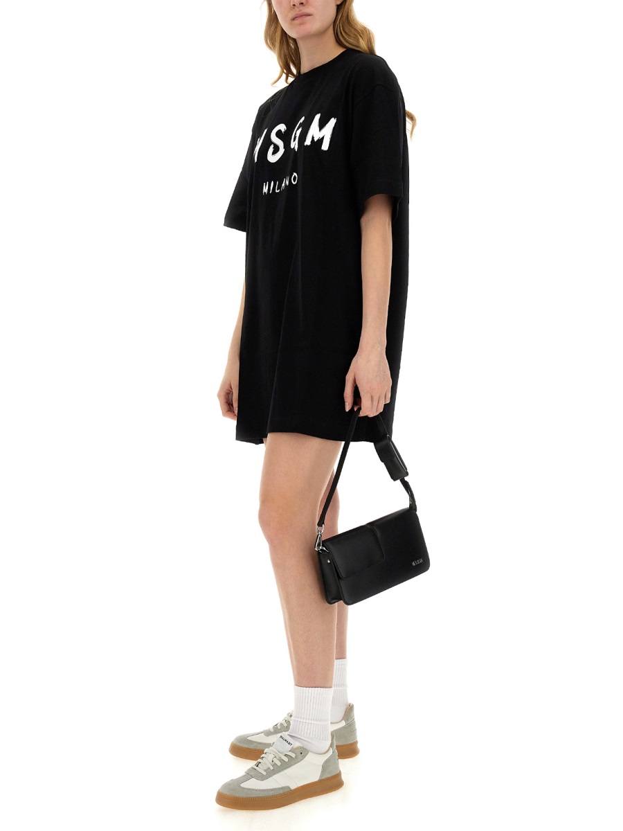MSGM BRUSHED LOGO DRESS Zwart