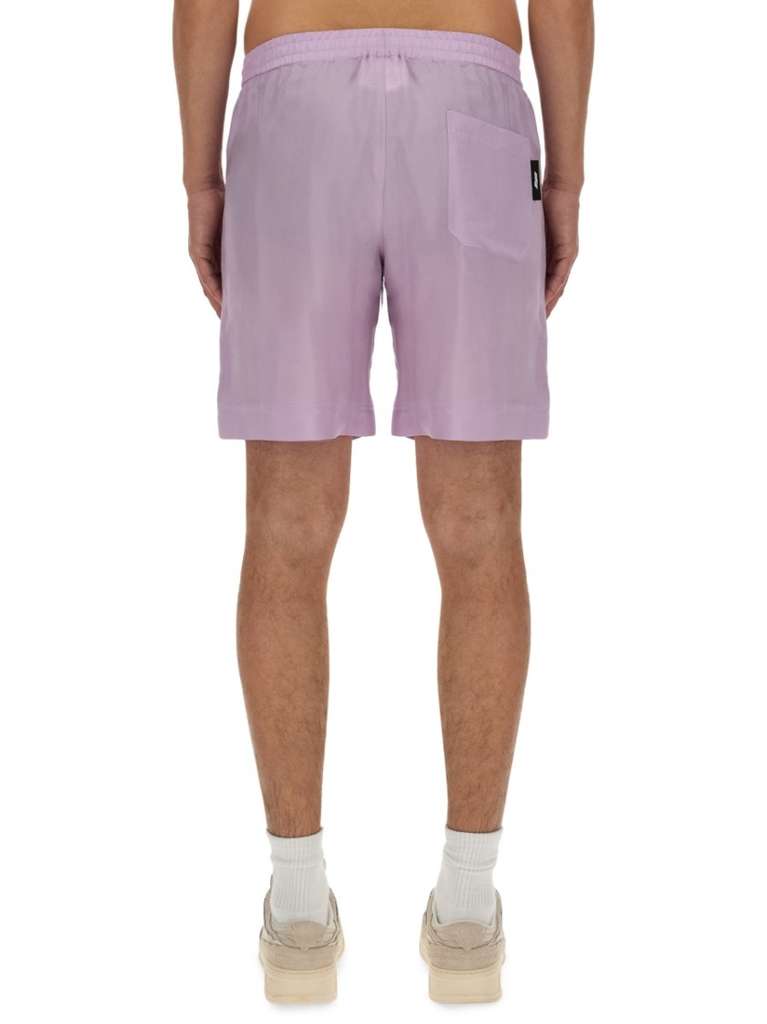 MSGM Regular Fit Cupro Shorts With Logo Detail Paars