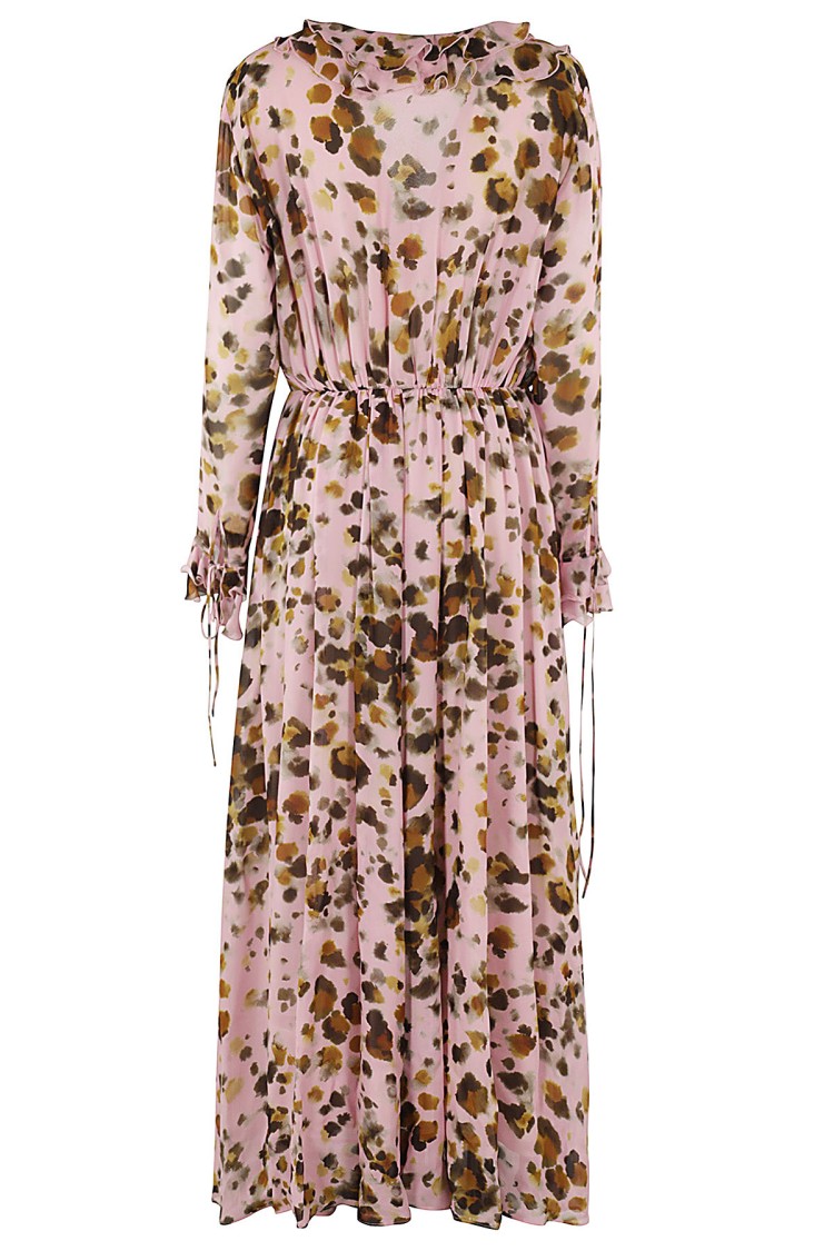 MSGM Watercolor Leopard Print Maxi Dress Roze