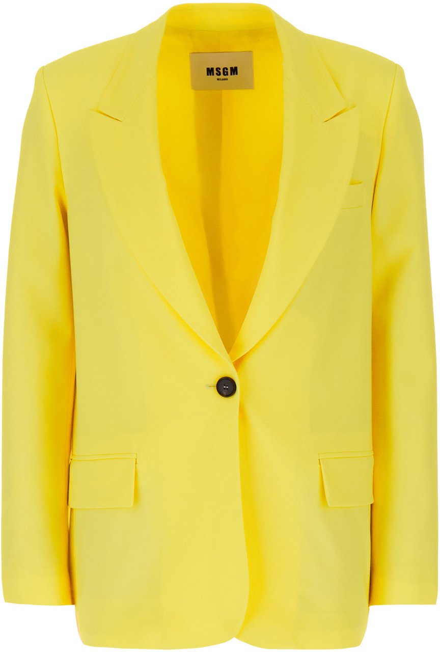 MSGM MSGM Yellow stretch cotton blazer Geel