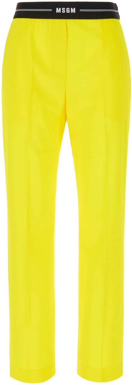 MSGM MSGM Fluo yellow stretch wool pant Geel