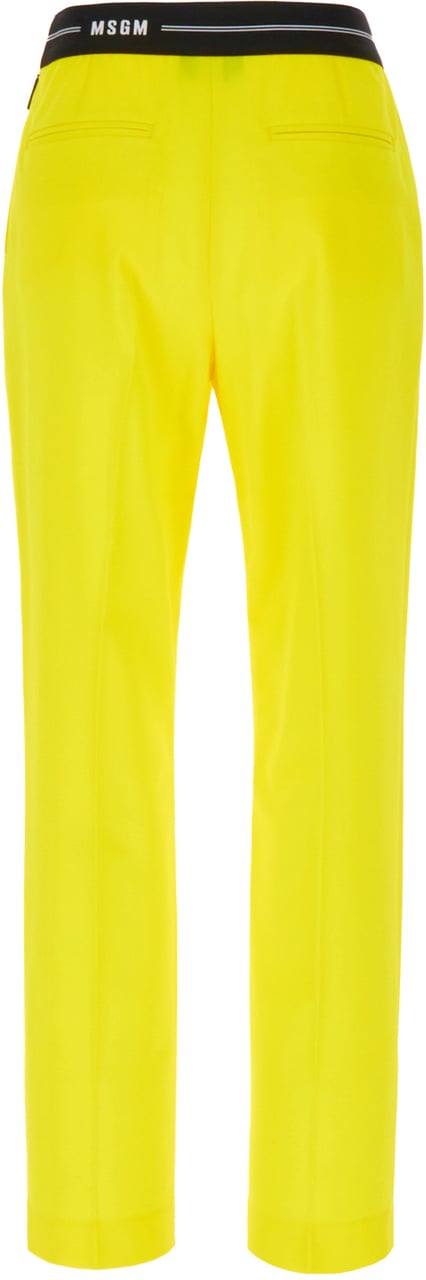 MSGM MSGM Fluo yellow stretch wool pant Geel